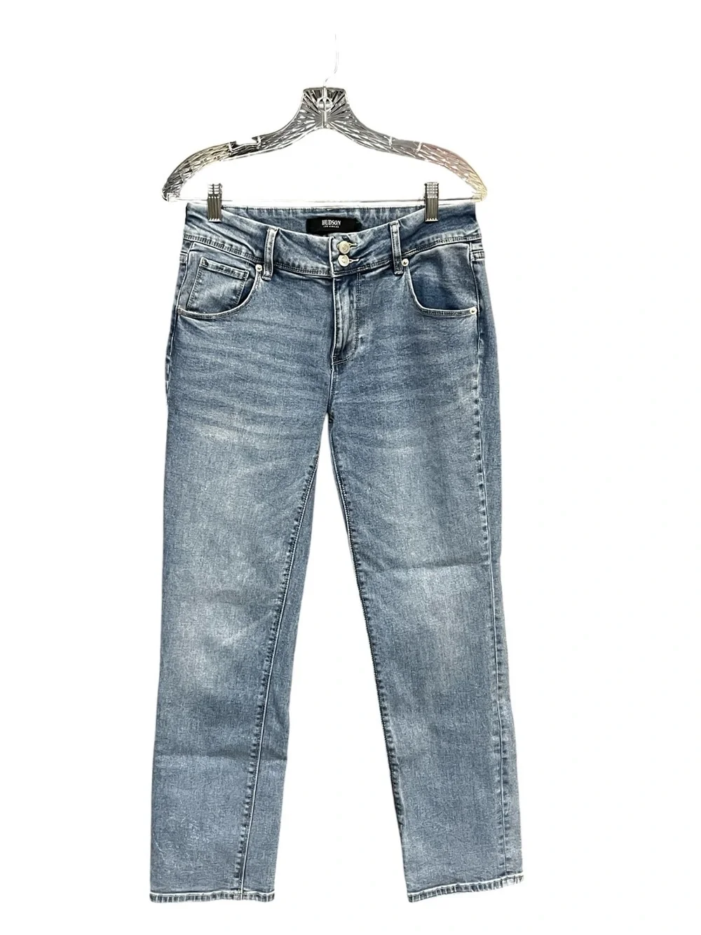 Hudson Los Angeles Ankle Straight Jeans Women 6 Blue Mid Rise Stretch